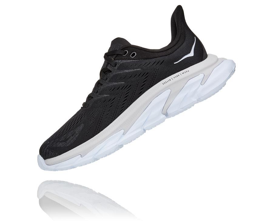 Hoka Australia One One Clifton Edge - Womens Running Shoes Black/White - NZXWM-0587